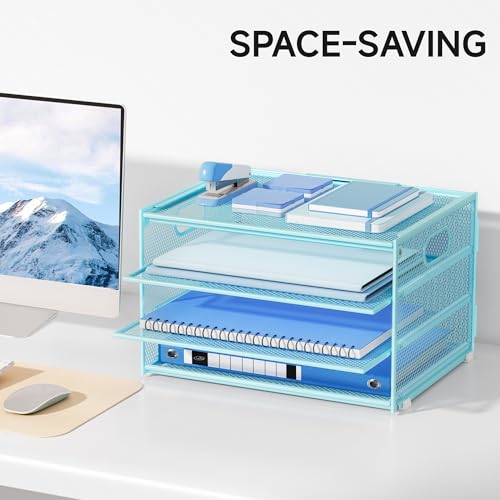 Lavatino 3-Tier Letter Tray Desk Organizer, Mesh Metal Paper File - Image 6