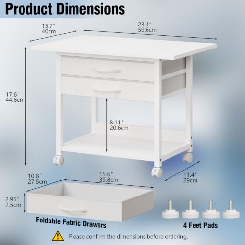 Large Printer Stand with Storage Fabric Drawer Under Desk - Image 4