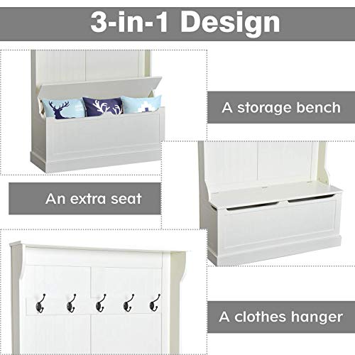 HOMCOM Hall Tree with Shoe Storage, Entryway Coat Rack with Bench - Image 6
