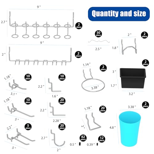 157 PCS Extra Thick Pegboard Hook Set, Metal Pegboard - Image 4