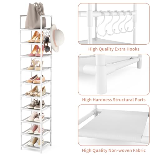 LANTEFUL Tall Narrow Shoe Rack 10-Tier Skinny Shoe Shelf Storage - Image 5