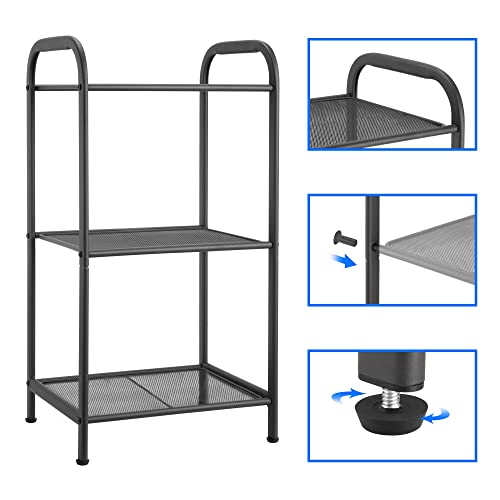 3 Tier Extendable Industrial Storage Rack, Charcoal Gray - Image 5