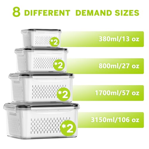 HOMETALL 8 Pack Fruit Storage Containers for Fridge, | All Products - Image 4
