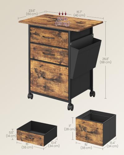 VASAGLE Rolling File Cabinet with 3 Drawers, Printer Stand - Image 4