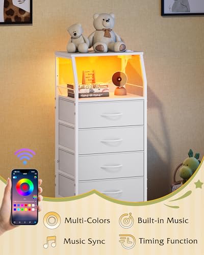 WLIVE Night Stand with Charging Station, White LED 5 | All Products - Image 5