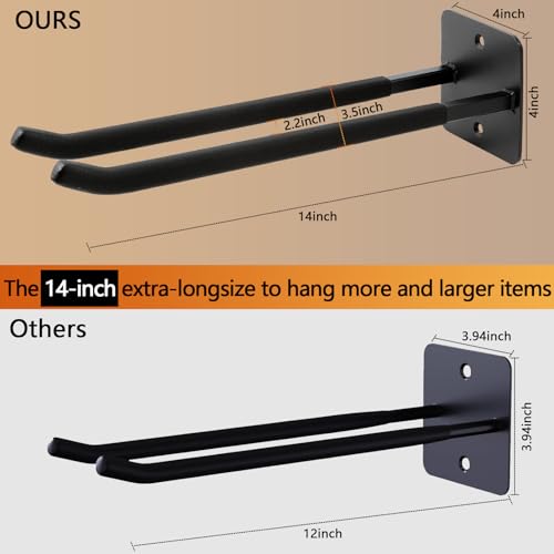 Sinoer 2 Pack Steel Wall Mount Double Garage Storage Hooks - Image 3