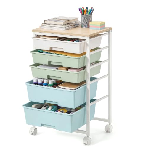 VASAGLE Rolling Cart with Drawers,5 Drawers Storage Cart - Image 2