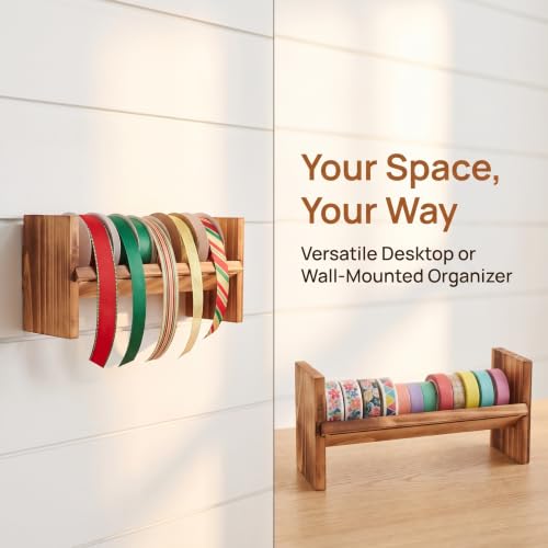 Homoyoyo Wooden Ribbon Dispenser Rack for Craft Rolls - Image 6