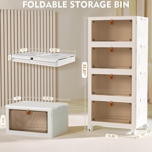 YFXCVSL 4 Tier Plastic Storage Bins with Lid 23.5QT, Stackable - Image 3