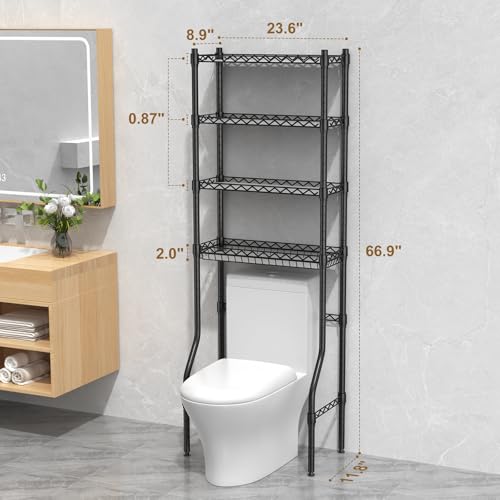 4 Tier Over The Toilet Storage Rack, Bathroom Organizers - Image 3