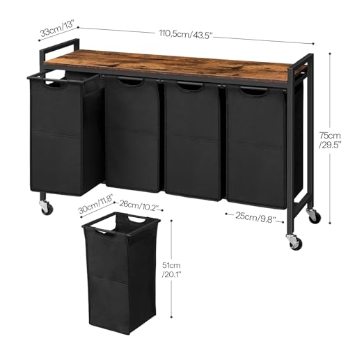 HOOBRO Laundry Sorter 4 Sections, Laundry Hamper with Wheels - Image 4