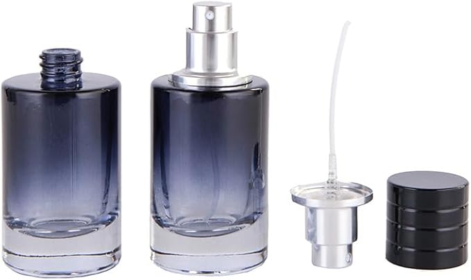 Empty Perfume Bottle Refillable 8PCS Glass Clear Gradient Blue Travel Spray Atomizer Container Perfume Fine Mist Spray Pump Bottles Dispenser for Essential Oil Liquid (Cylinder Blue 50ml-8PCS)