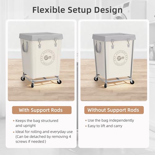 STORAGE MANIAC Rolling Laundry Hamper, Commercial Laundry Cart - Image 6
