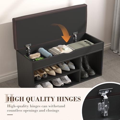 Apicizon Entryway Bench with Shoe Storage, Black - Image 5