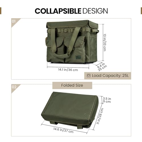ONETIGRIS Camping Storage Bag with Lid, 25L Collapsible - Image 6
