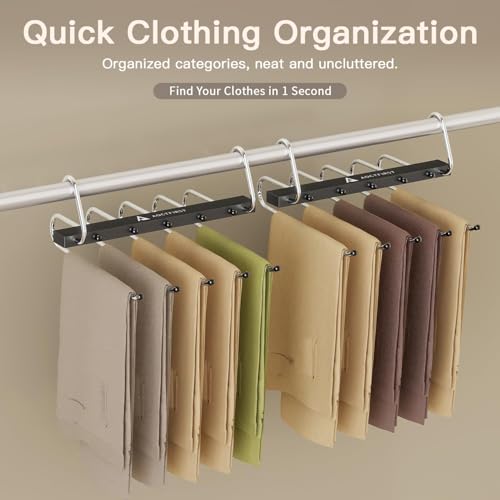 6 Pack Pants Hangers Space Saving,Closet Hanger Space Saver,Black - Image 5