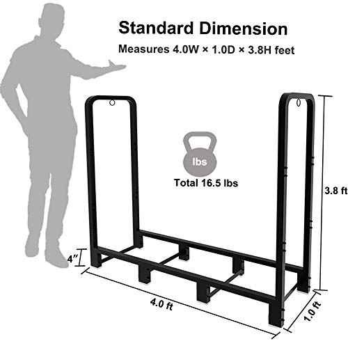 4ft Outdoor Firewood Rack, Upgraded Adjustable Heavy Duty - Image 3