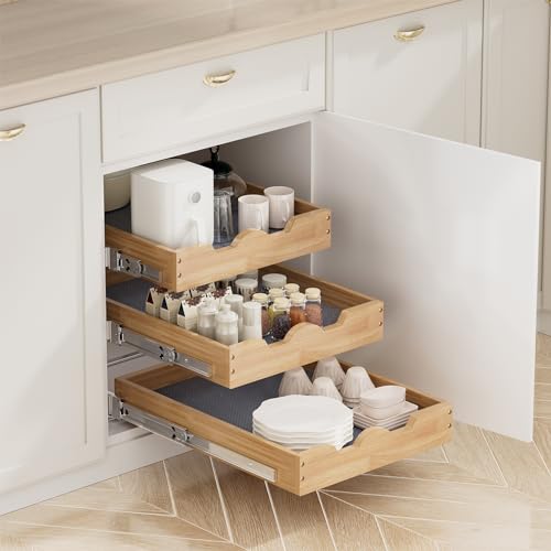 DINDON 3 Tier Pull Out Cabinet Organizer 14”W X21”D Slide - Image 5
