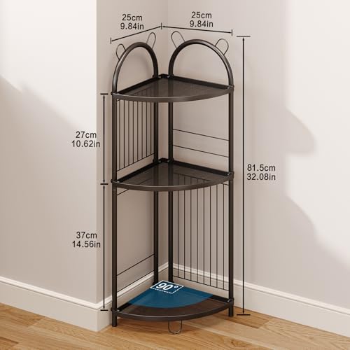 Corner Bathroom Shelf Metal Short Corner Stand Shelf Black - Image 3