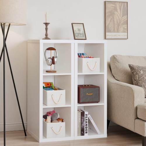 StorageWorks Closet Storage Bins with Rope Handles, Ivory White - Image 5