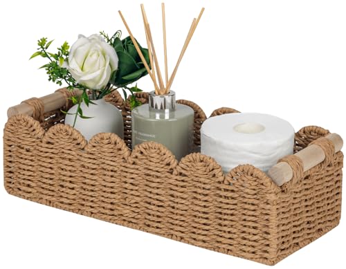CubesLand Scalloped Toilet Paper Storage Basket W/Handle for Home - Image 2