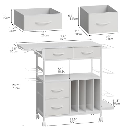 Wrapping Paper Storage Cart with Foldable Table, 3 Tier - Image 4