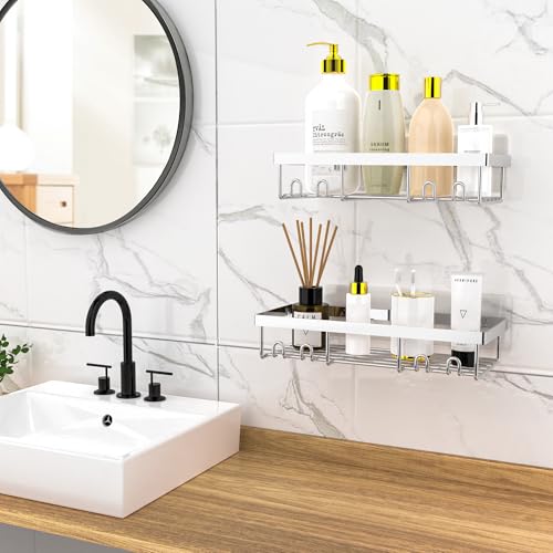 Moforoco Shower Caddy Shelf Organizer Rack, Self Adhesive Black - Image 6