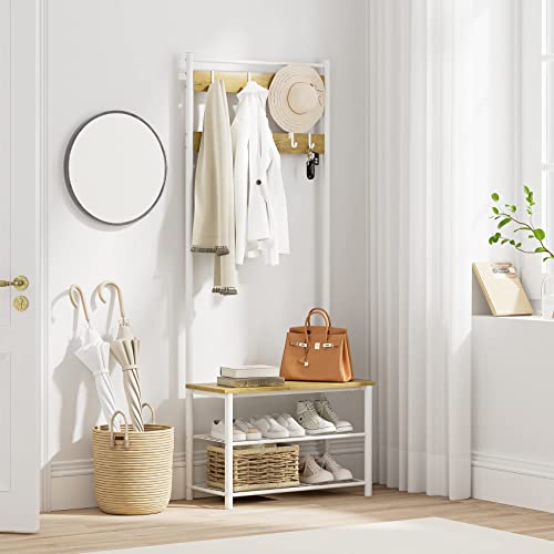 Hall Tree with Bench and Shoe Storage, 3-in-1 Coat Rack - Image 2