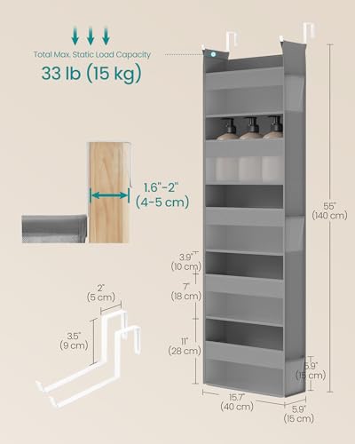 SONGMICS 5-Tier Over the Door Organizer, Foldable - Image 6