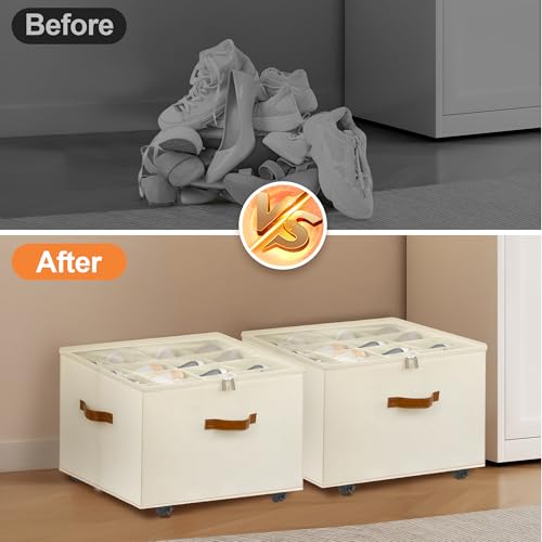 Foyego 2 Pack Shoe Organizer for Closet, Shoe Storage with Wheels - Image 7