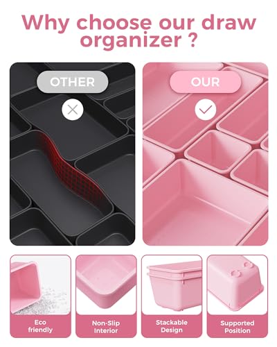 BiuLeon 25 PCS Plastic Drawer Organizers Set, 4-Sizes Vanity - Image 6