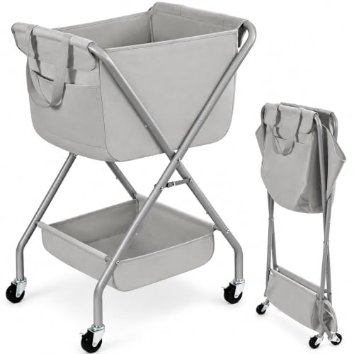STORAGE MANIAC Collapsible Laundry Cart with Wheels 35.6"H - Image 2