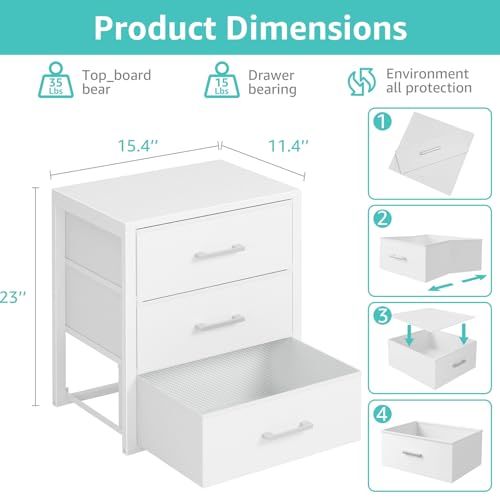 BOLUO Closet Drawers White Fabric 3 Drawer Small Dre | All Products - Image 3