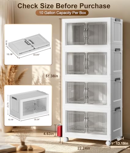 Hanyi 216 QT 4-Tier Stackable Storage Bins with Lids, Clear Doors - Image 3
