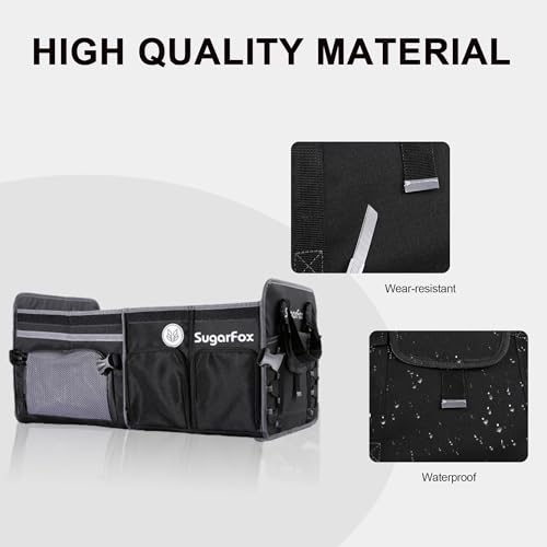 Foldable Car Trunk Organizer, 2 Compartments, Midsize, Black - Image 4
