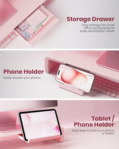 Pink Monitor Stand Riser, Klearlook Foldable - Image 4