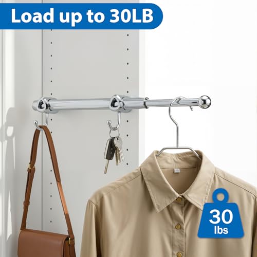 Valet Rod for Closet Pull Out with Hooks, Easy To Install - Image 6