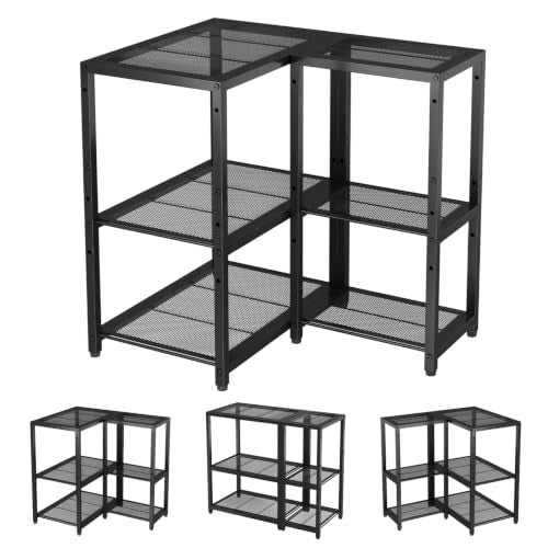 3-Tier Short L Shaped Metal Storage Rack with Height - Image 2