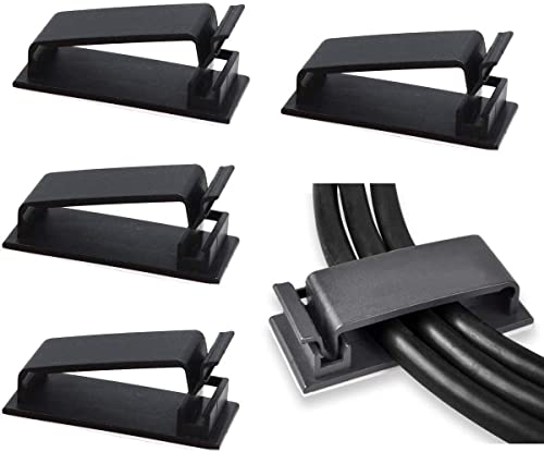 SOULWIT 50Pcs Self Adhesive Cable Management Clips - Black - Image 1