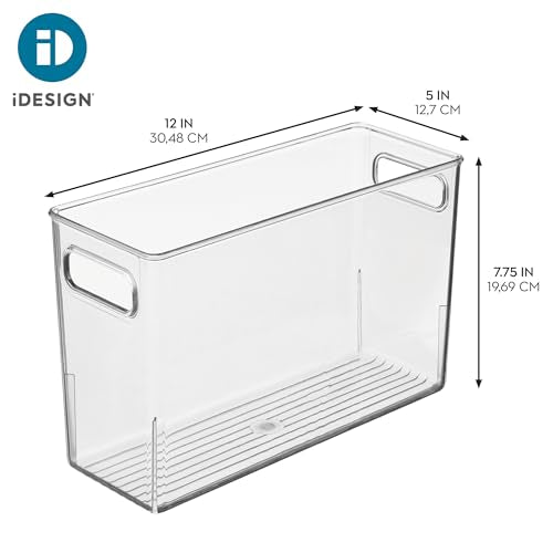 iDesign Slim Clear Plastic Bathroom Storage Bin, Tall Narrow - Image 5