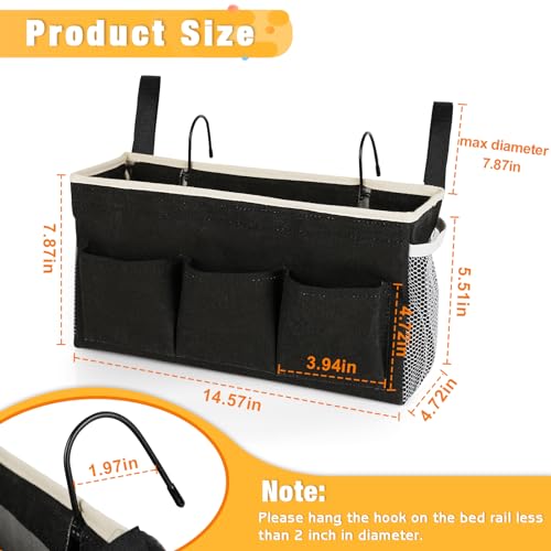 Lilithye Bedside Caddy, Bedside Storage Bag Hanging Organizer - Image 4