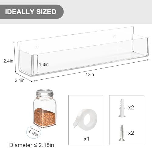 PMMASTO Adhesive Acrylic Spice Rack Organizer for Wall - Image 5