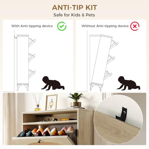 LUCKLIFE Shoe Cabinet with Charging Station, Flip Down - Image 8