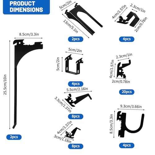 Zonon 52 Pcs Metal Wall Control Hooks Slotted Storage - Image 3