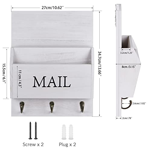 DLQuarts Solid Wood Mail Organizer with Key Holder | Home Organization - Image 4