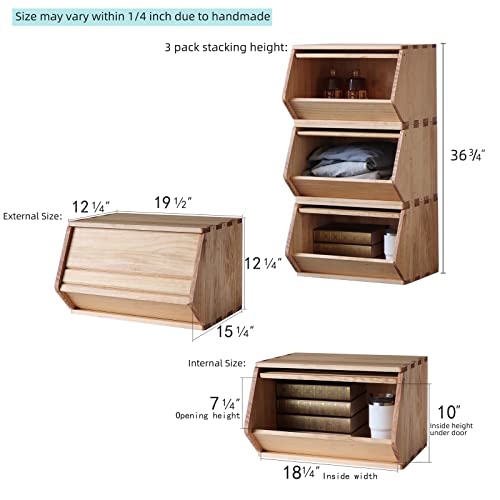 Stackable Solid Wood Storage Chests, Modular Bins with Lids - Image 3