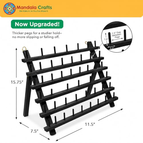 Mandala Crafts 60 Spool Black Thread Rack Sewing | Home Organization - Image 3