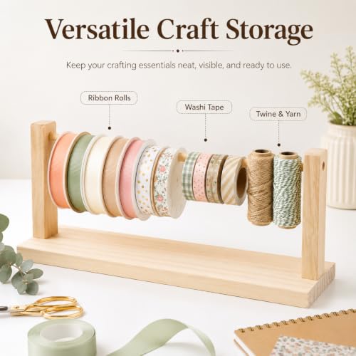 Craft Ribbon Storage Organizer Wooden Ribbon Holder - Image 4