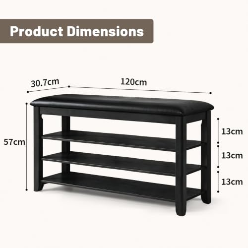 Solid Wood Shoe Rack Bench for Entryway,Entryway Bench - Image 3