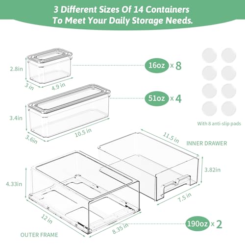 damynuo 14 Pack Clear Fridge Organizer with Lids and | All Products - Image 3